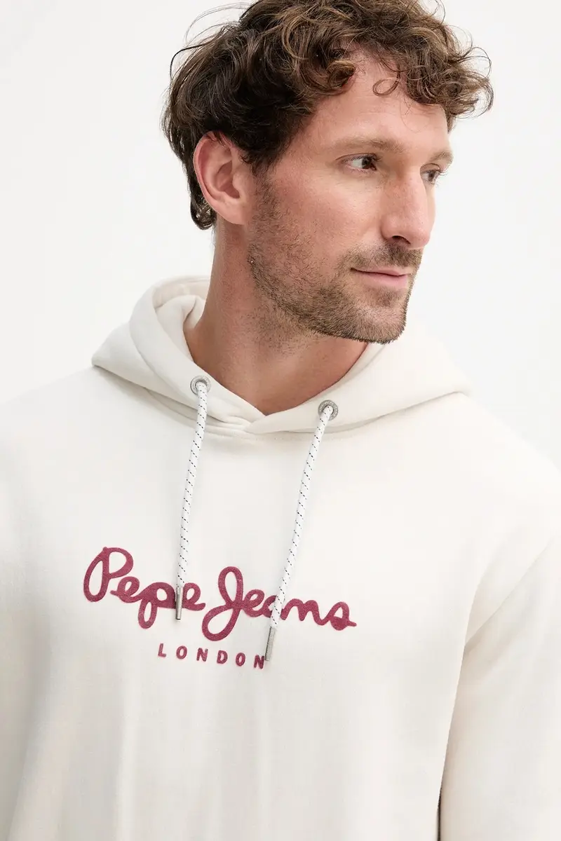 felpa uomo colore beige con cappuccio con applicazione PM5800009 miniatura 4