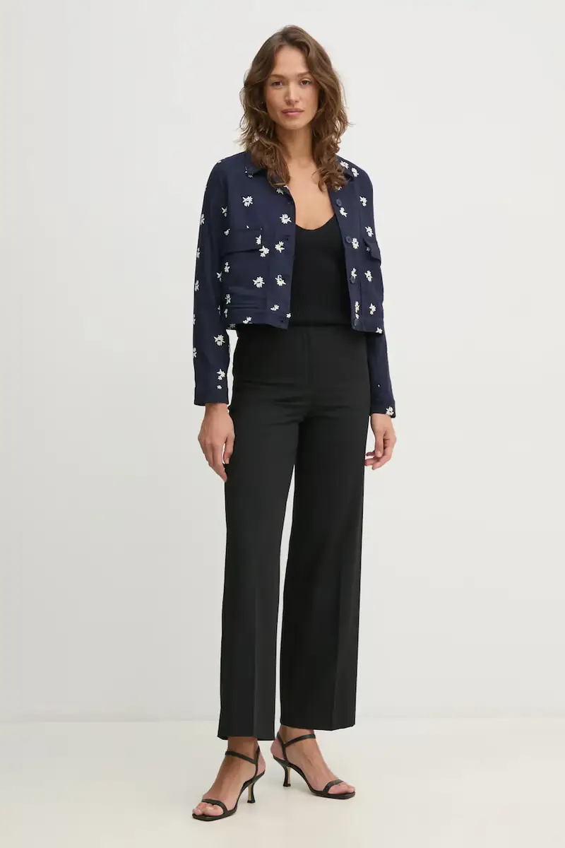 giacca con aggiunta di lino GEORGINA colore blu navy PL402529 miniatura 2