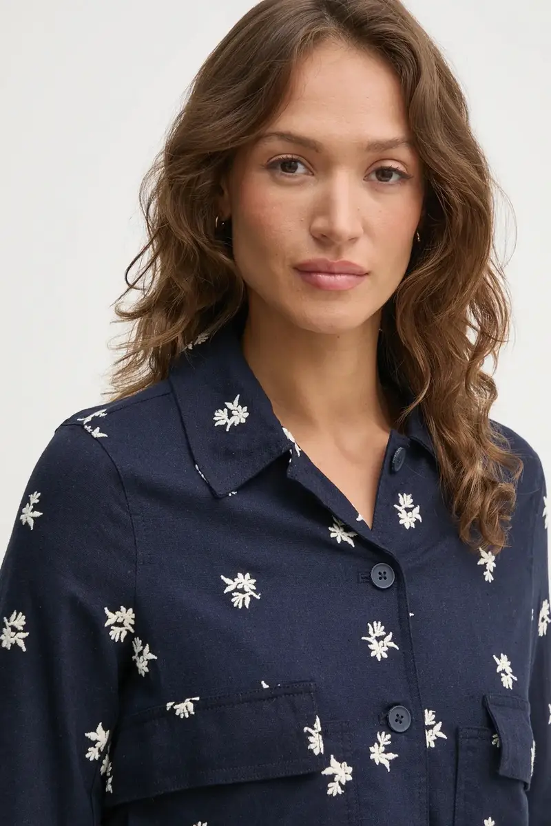 giacca con aggiunta di lino GEORGINA colore blu navy PL402529 miniatura 4