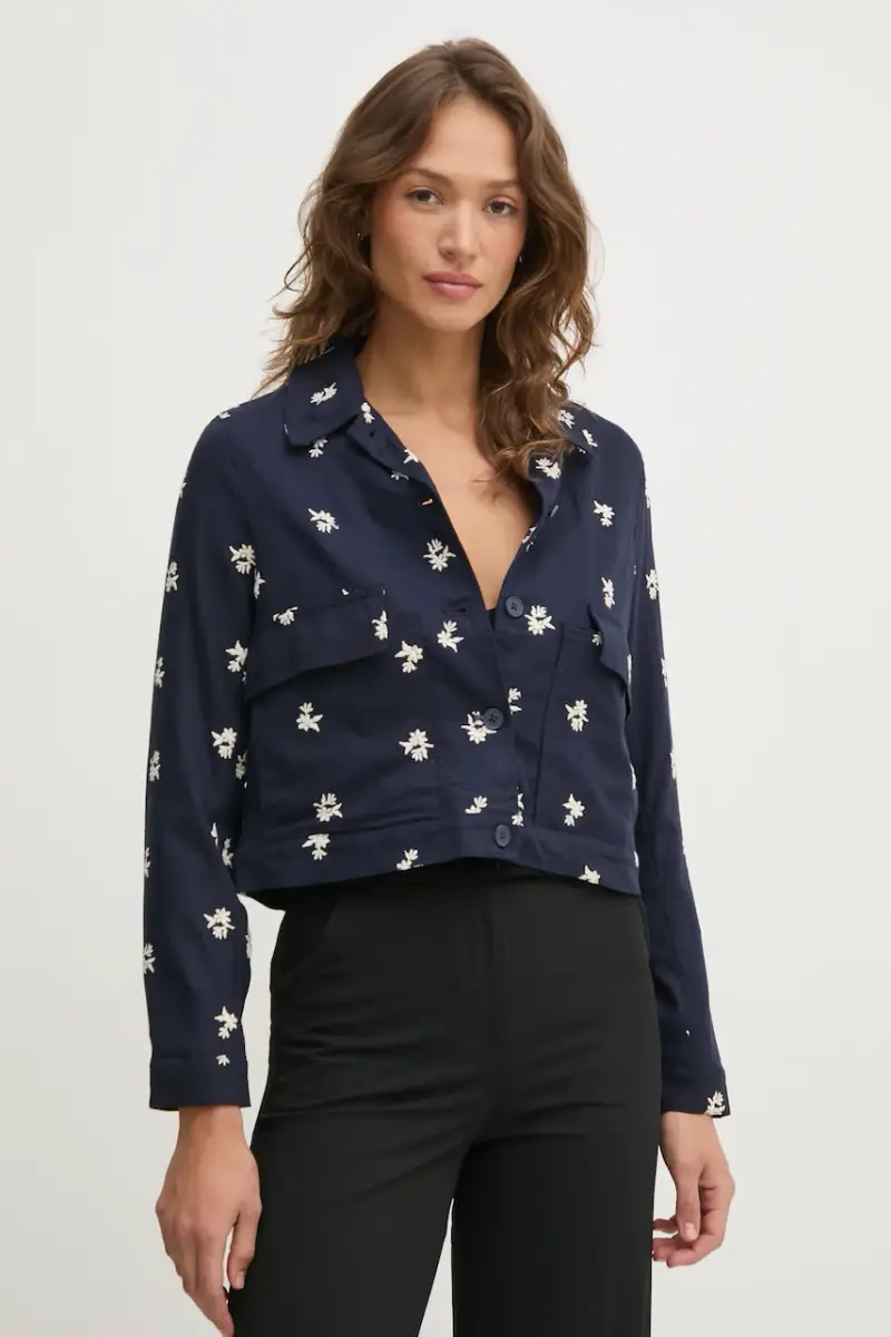 giacca con aggiunta di lino GEORGINA colore blu navy PL402529