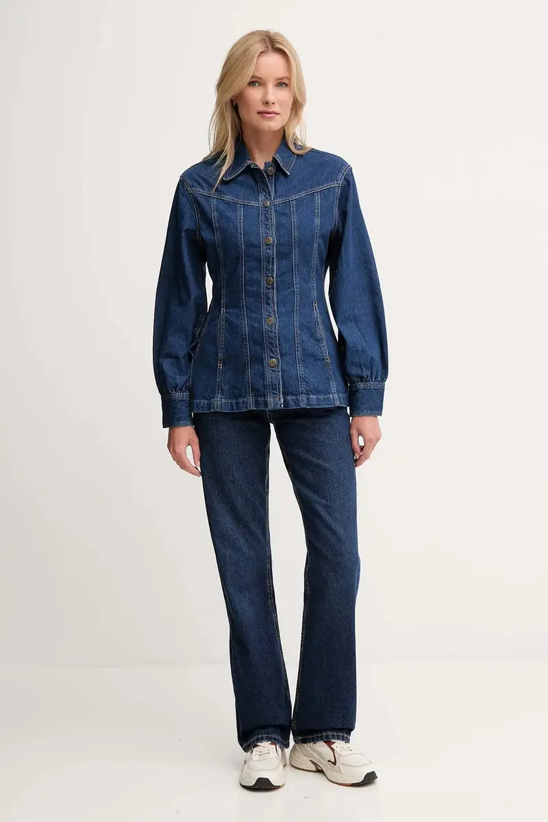 giacca di jeans colore blu PL4024328 miniatura 4