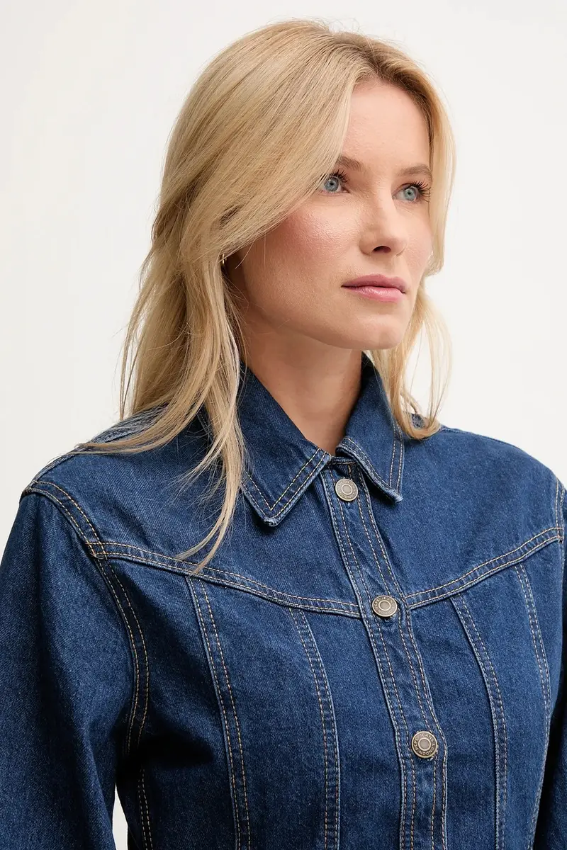 giacca di jeans colore blu PL4024328 miniatura 5