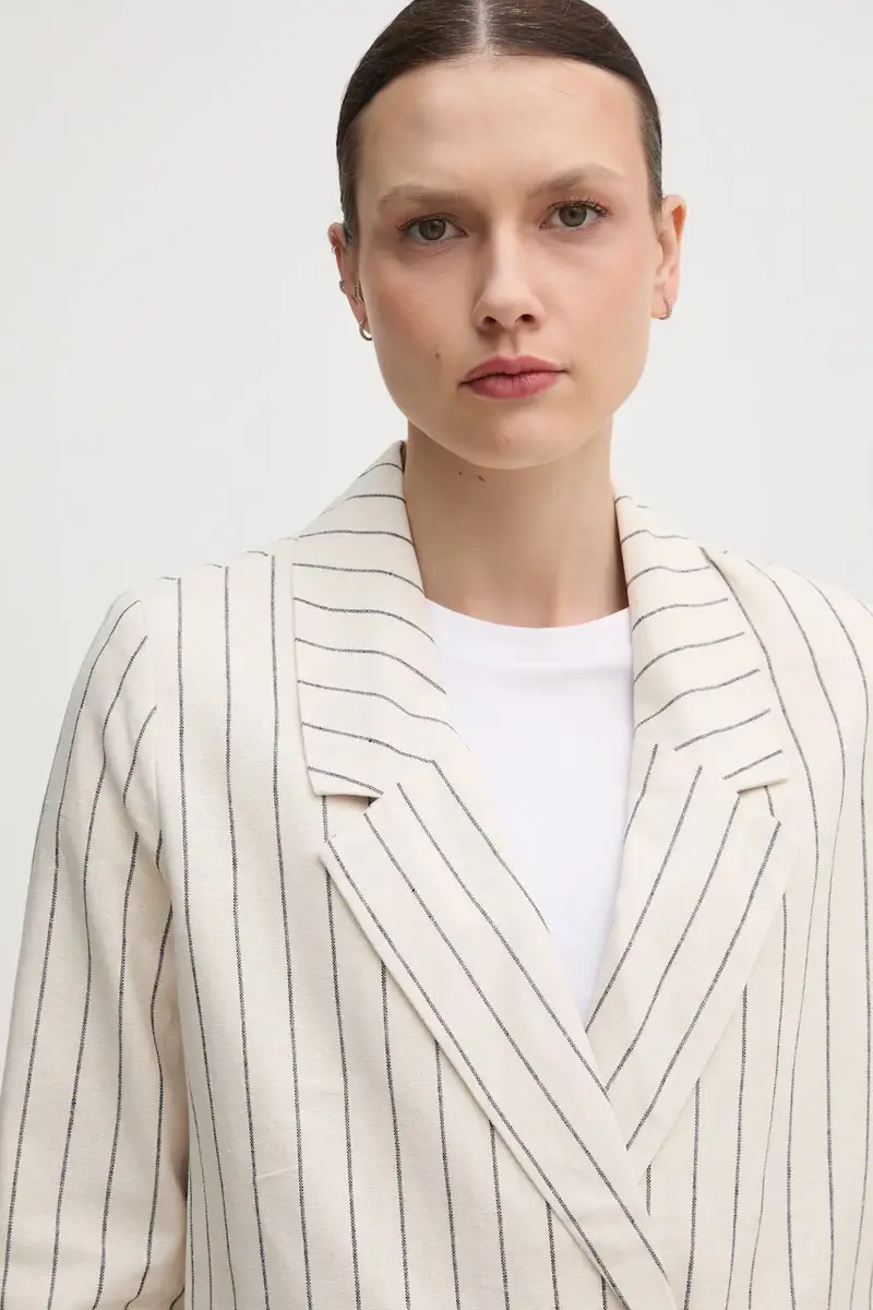 giacca in lino HANNAH colore beige PL402589 miniatura 4