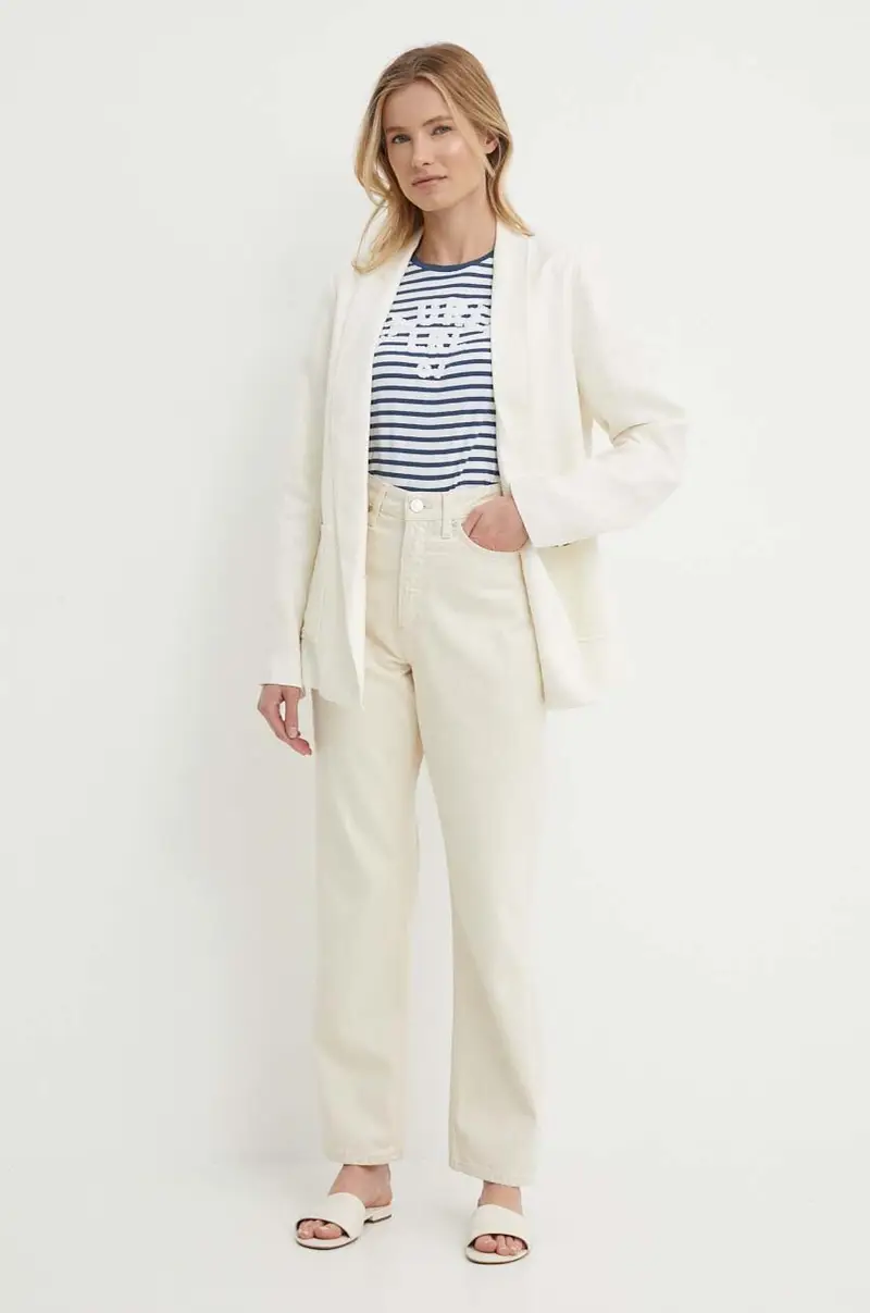 giacca in lino MIRKA colore beige PL402377 miniatura 2