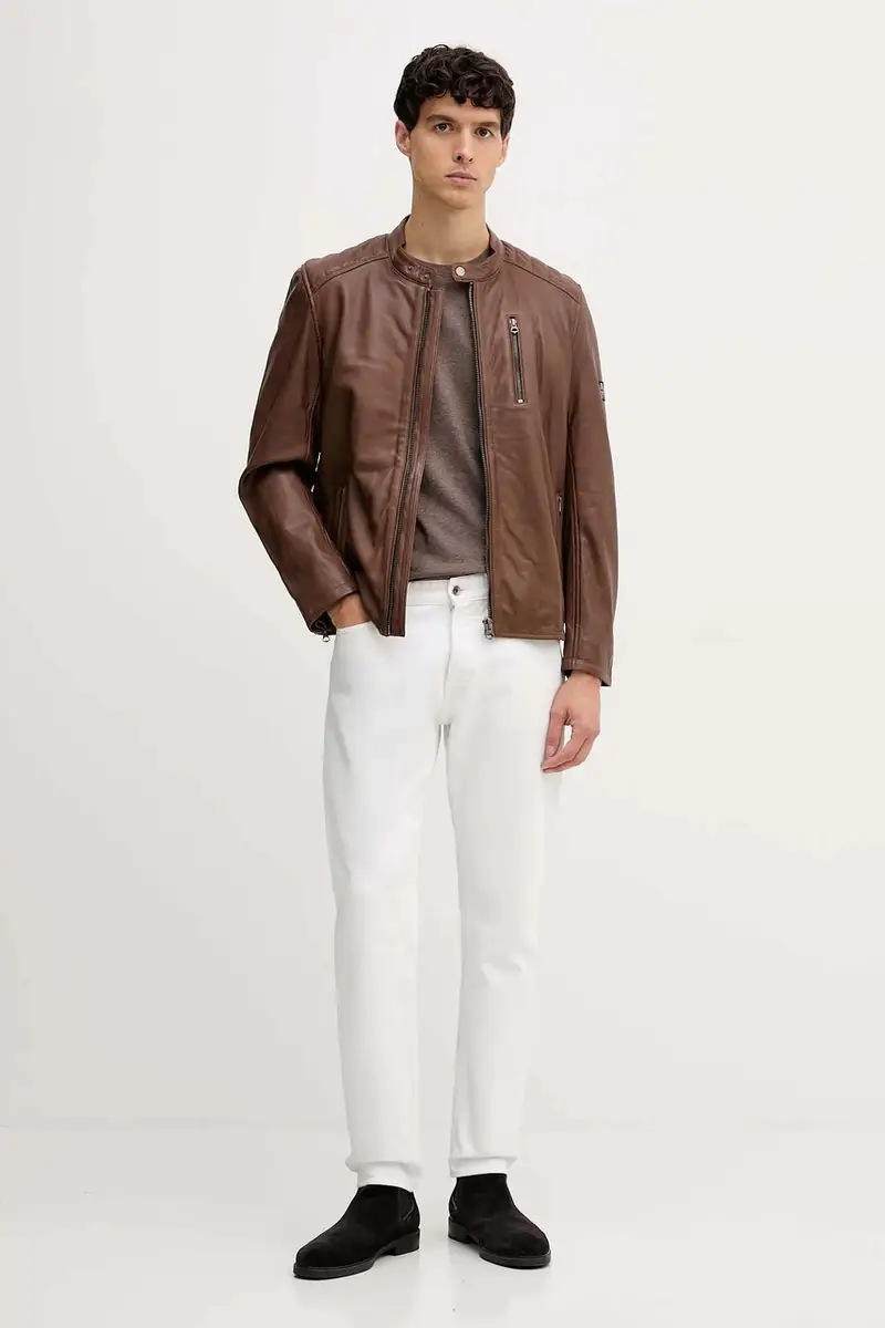 giacca in pelle colore marrone PM4027178 miniatura 2