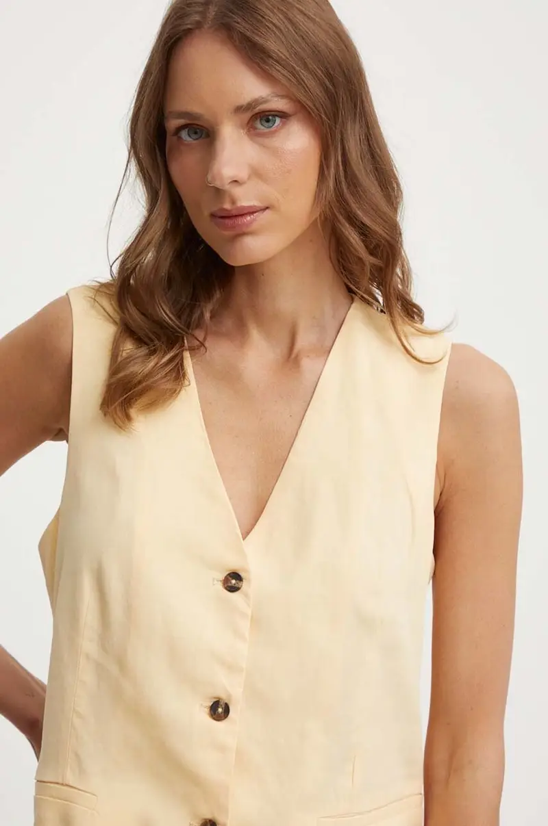 gilè con aggiunta di lino ADITI colore arancione PL402420 miniatura 4