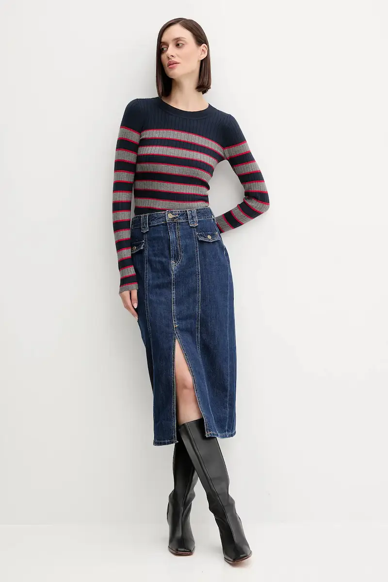 gonna di jeans colore blu PL9011869 miniatura 2