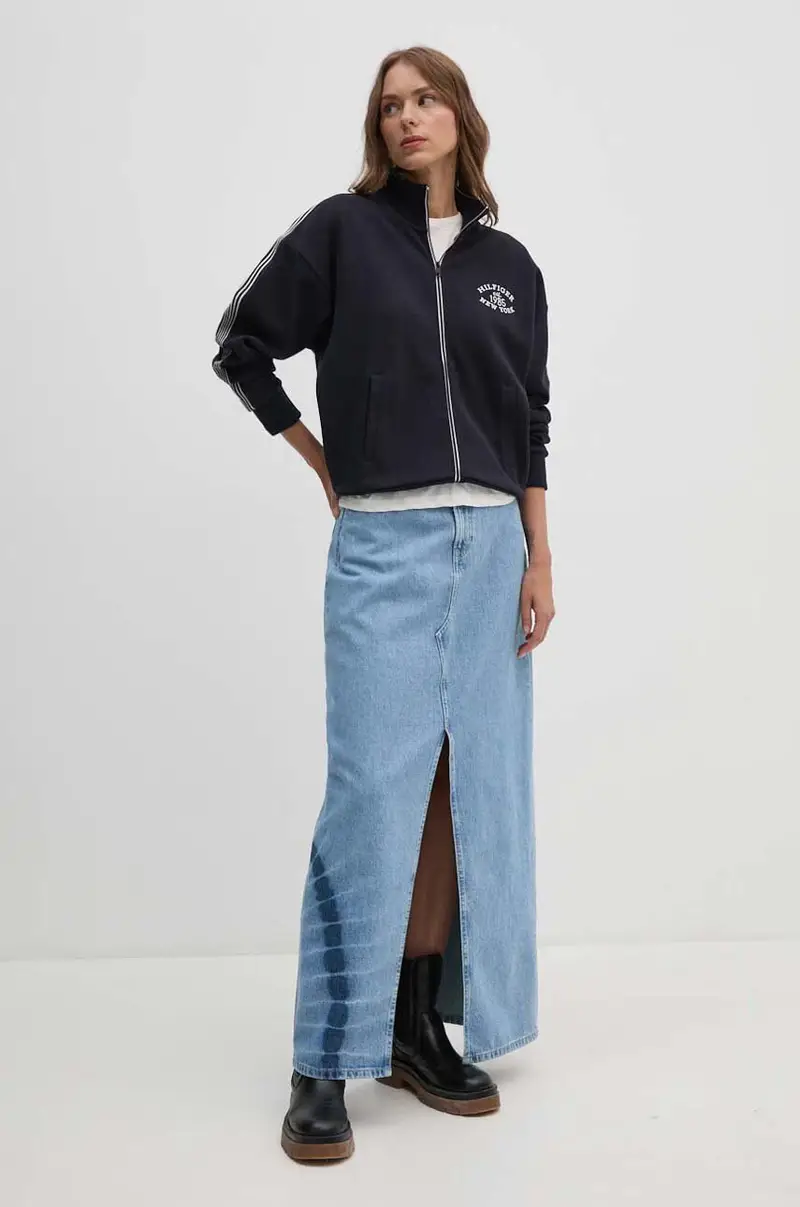 gonna di jeans MAXI SKIRT HW TIE DYE colore blu PL901133 miniatura 2