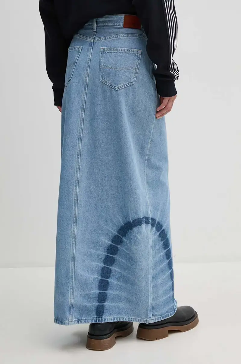 gonna di jeans MAXI SKIRT HW TIE DYE colore blu PL901133 miniatura 3