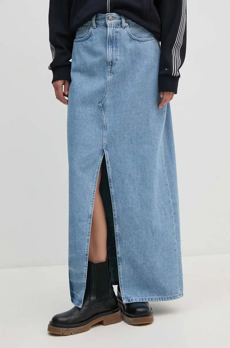 gonna di jeans MAXI SKIRT HW TIE DYE colore blu PL901133 miniatura 4