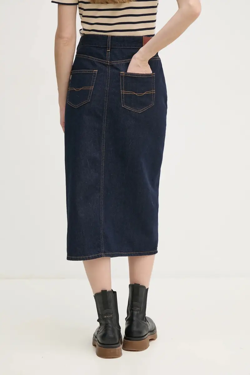 gonna di jeans MIDI SKIRT HW colore blu navy PL901186AB2 miniatura 3