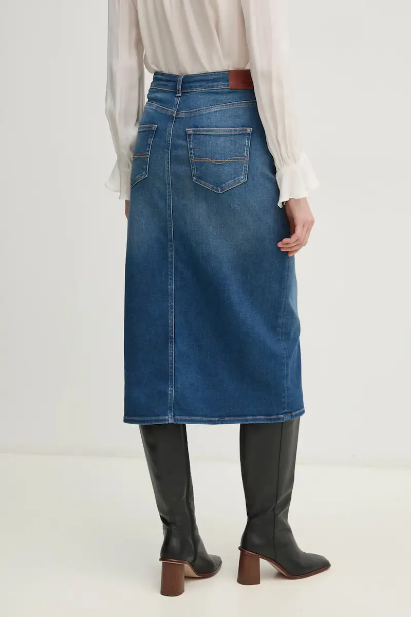 gonna di jeans MIDI SKIRT HW colore blu PL901186IA0 miniatura 3