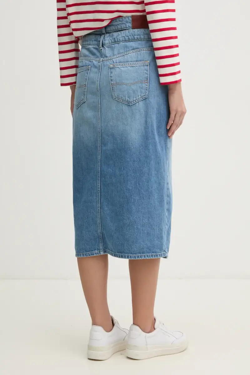 gonna di jeans MIDI SKIRT HW DOUBLE colore blu PL901207 miniatura 3