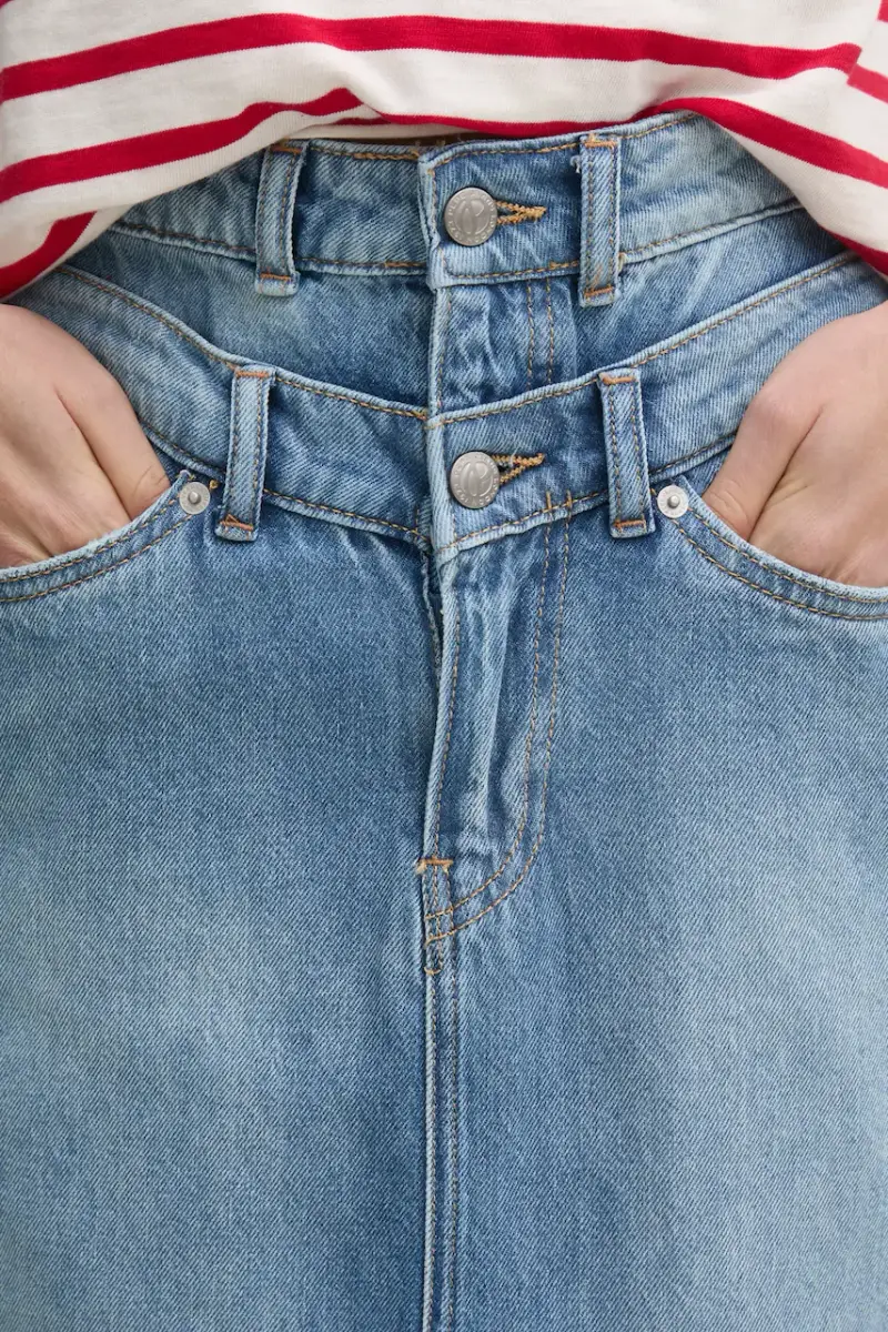 gonna di jeans MIDI SKIRT HW DOUBLE colore blu PL901207 miniatura 4