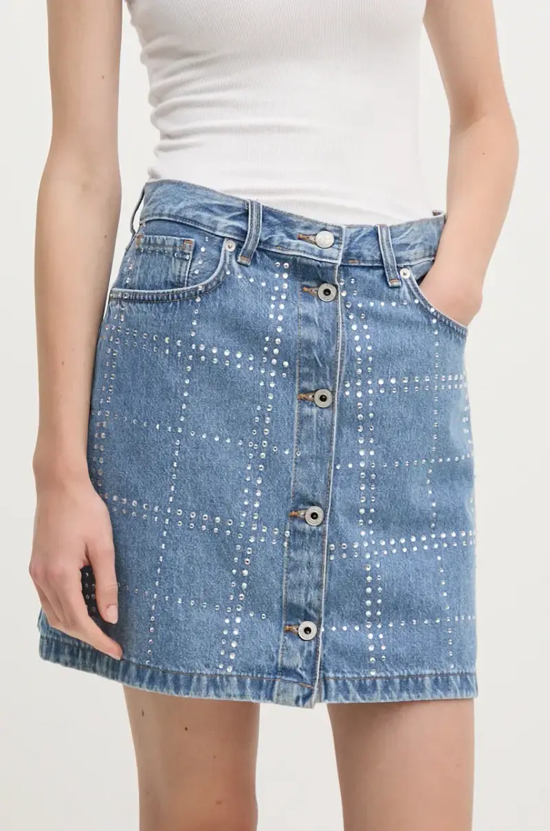 gonna di jeans MINI SKIRT HW GLITTER Blu