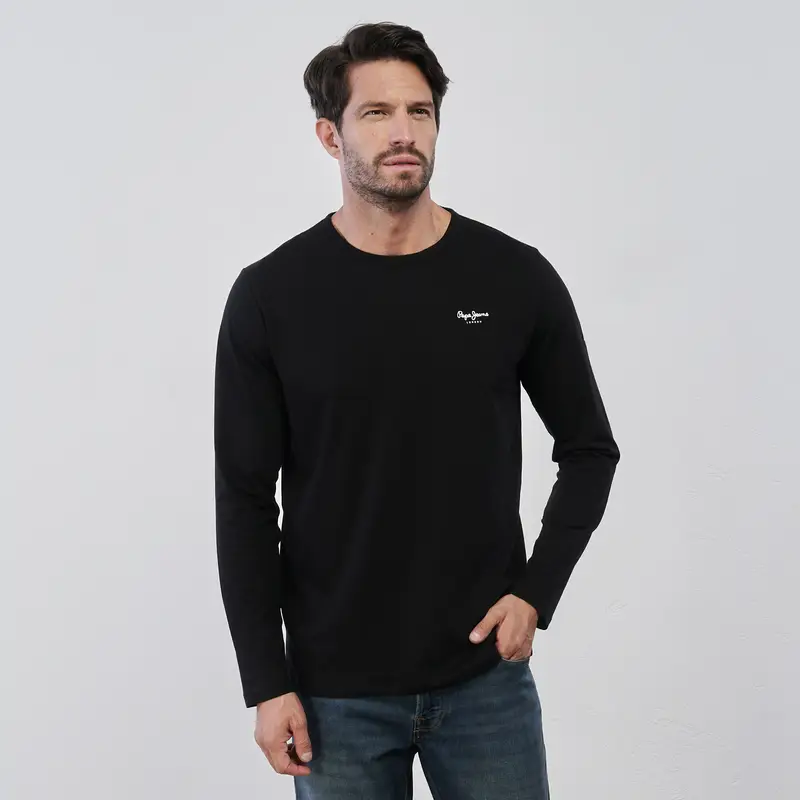 Maglia nera da uomo con scritta logo