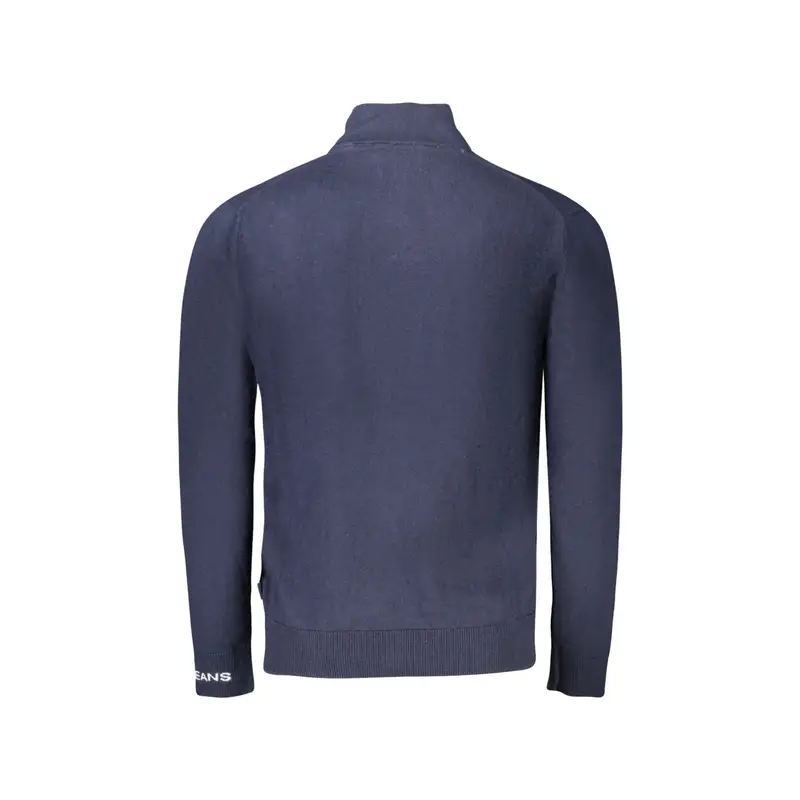 Maglia Uomo Blu Mezza Zip Maniche Lunghe Logo miniatura 2
