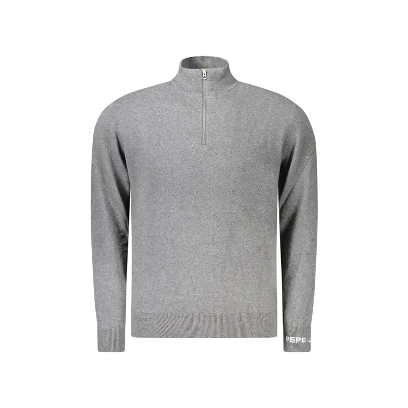 Maglia Uomo Grigia Mezza Zip Maniche Lunghe Logo Grigio