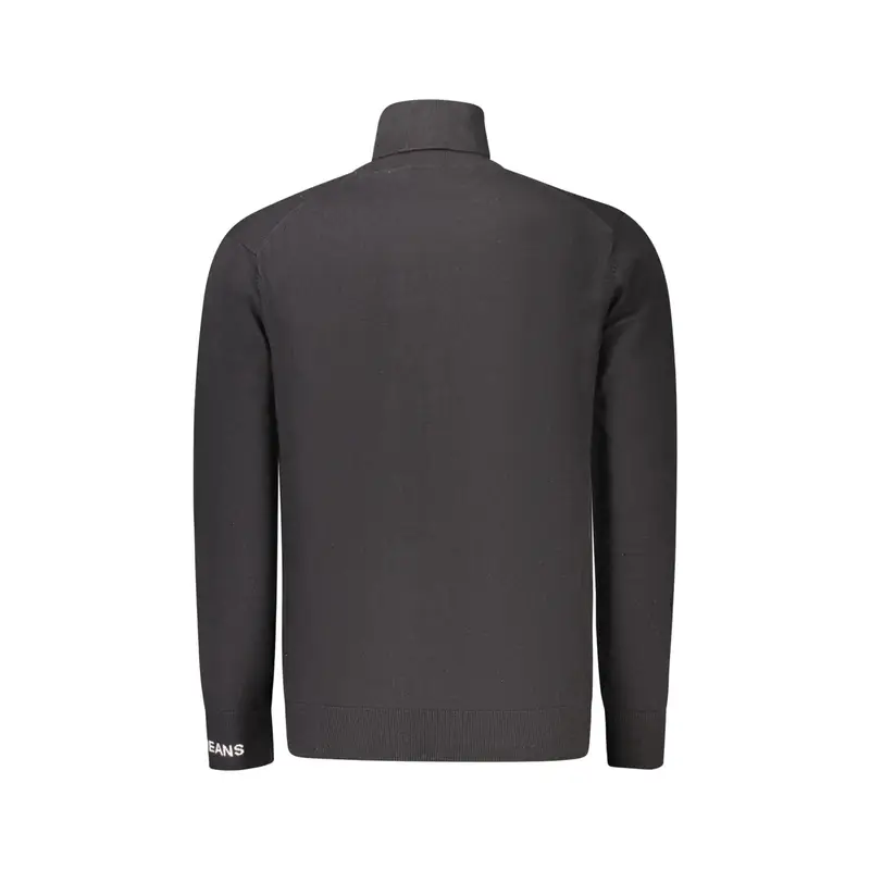 Maglia Uomo Nera Dolcevita Maniche Lunghe Logo Nero miniatura 2