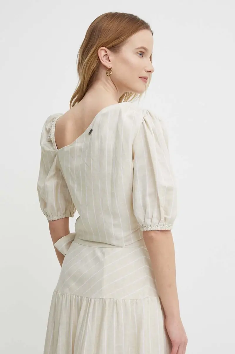 maglietta di lino MATI Beige miniatura 3