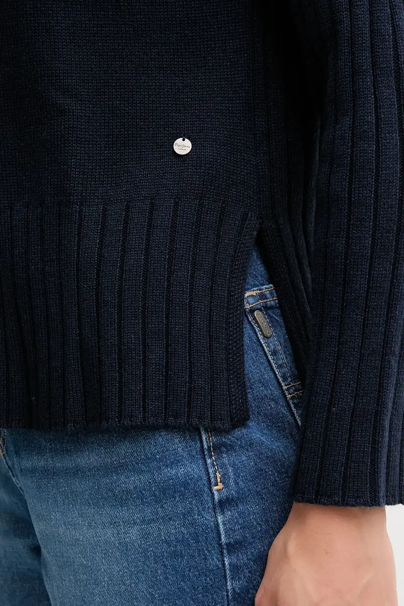 maglione con lana colore blu navy PL7000056 miniatura 5