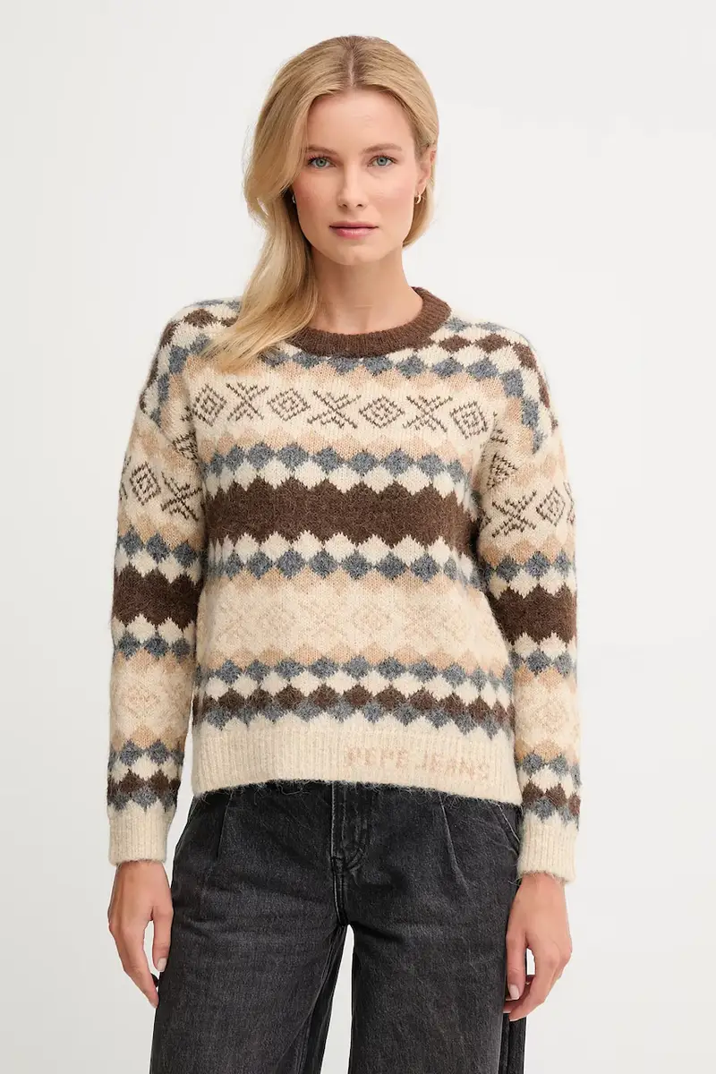 maglione con lana colore marrone PL7000039