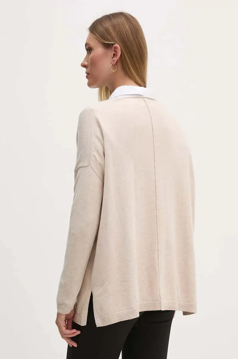 maglione in misto lana ISELA V-NECK Beige miniatura 3