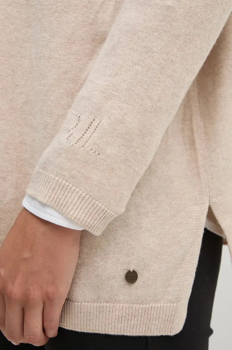 maglione in misto lana ISELA V-NECK Beige miniatura 5