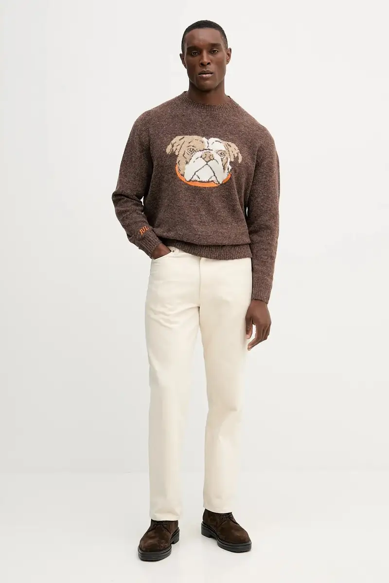 maglione in misto lana uomo colore marrone PM7000023 miniatura 2