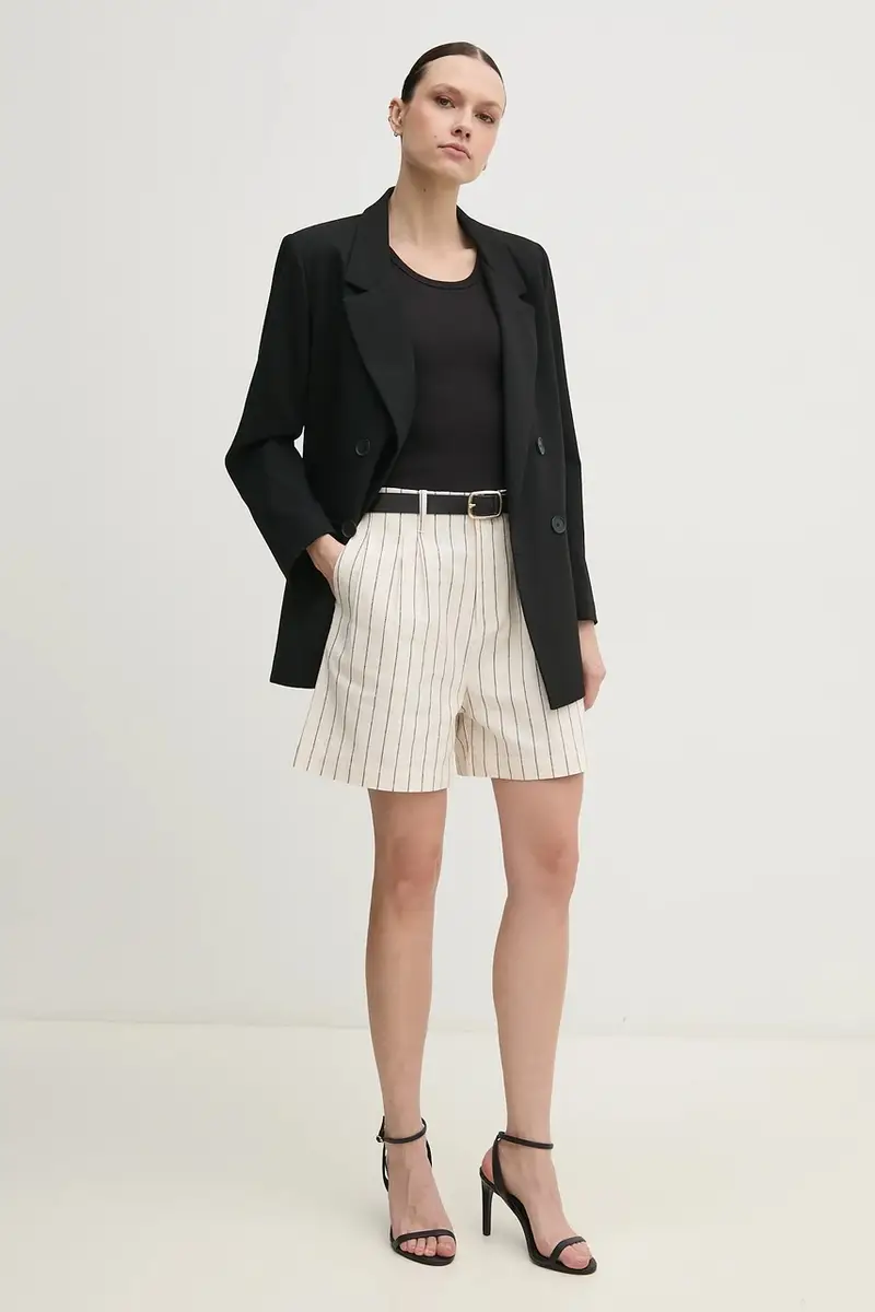 pantaloncini in lino HENAR donna colore beige PL801163 miniatura 2