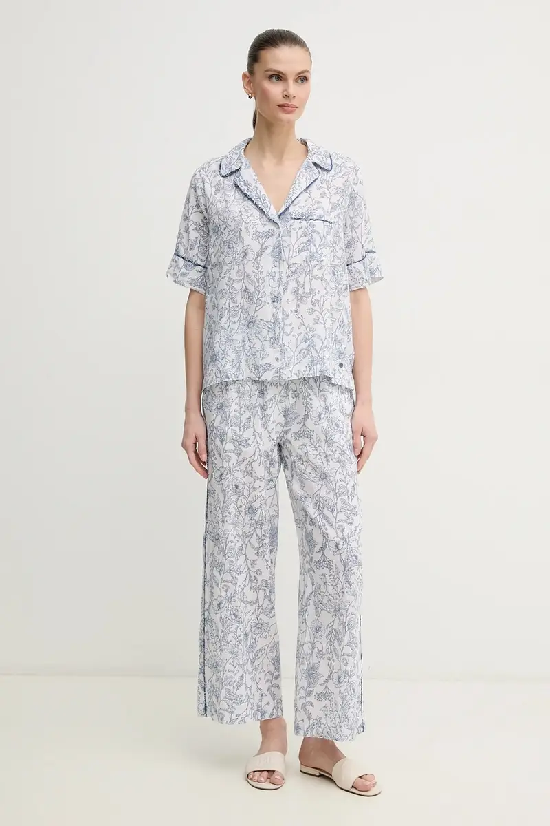 pantaloni in lino DUANA donna colore bianco PL211818 miniatura 2