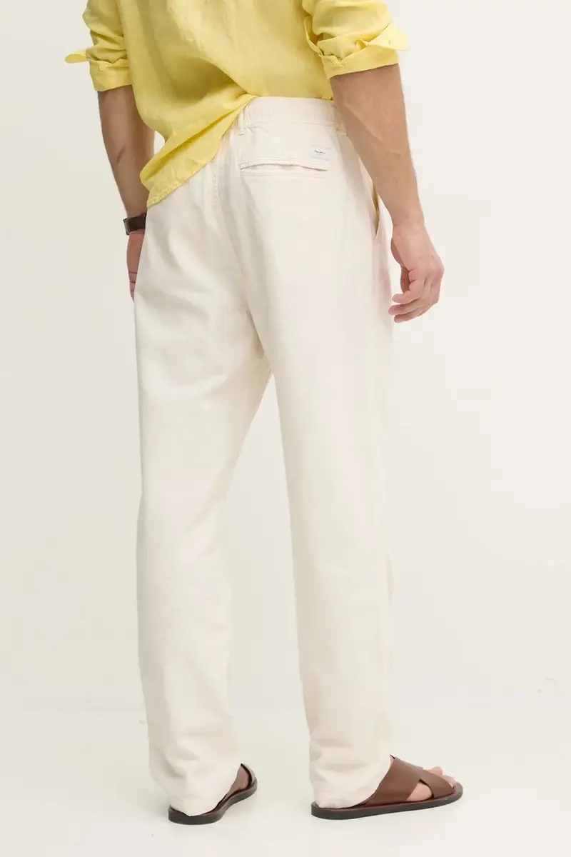 pantaloni in lino misto LINEN PULL ON PANTS uomo colore beige PM211872 miniatura 3