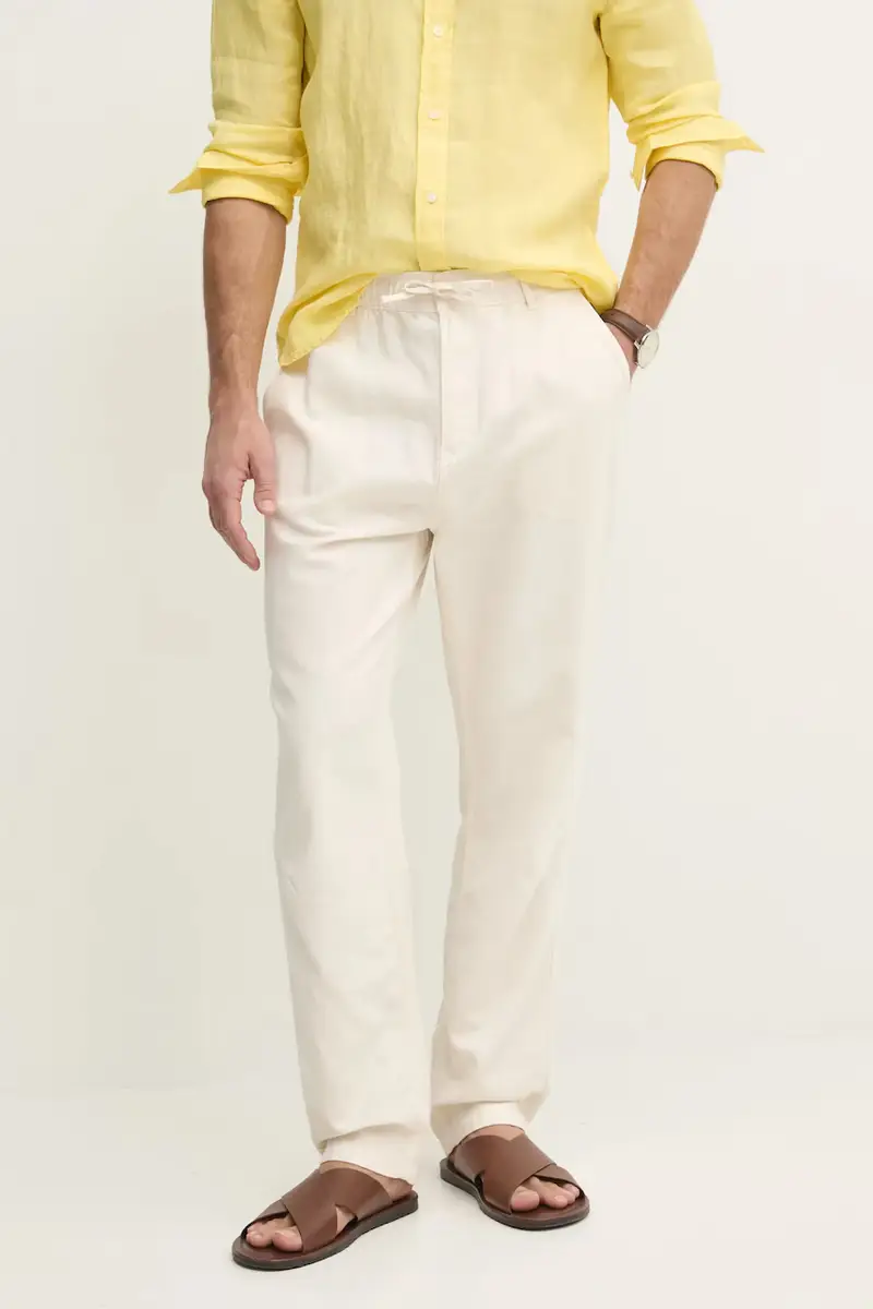 pantaloni in lino misto LINEN PULL ON PANTS uomo colore beige PM211872