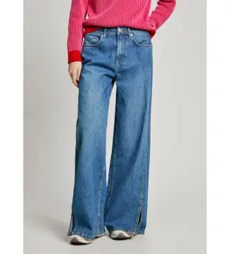 per donna PL205001 Jeans vestibilità larga Slit blu (27/32), Casual, Denim, Cotone biologico, Sostenibile