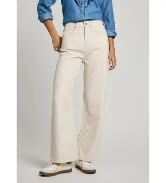 per donna PL205002 Jeans dritti con striscia beige (26/28), Casual, Denim, Sostenibile