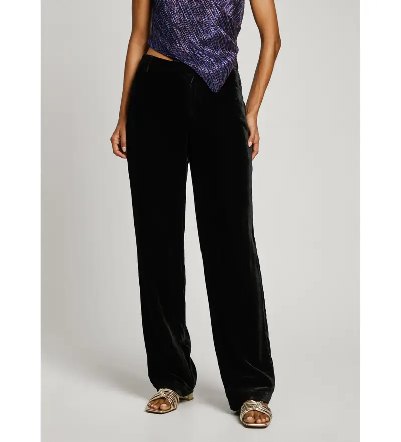 per donna PL211798 Pantaloni dritti Frances neri (S), Nero, Casual, Poliestere