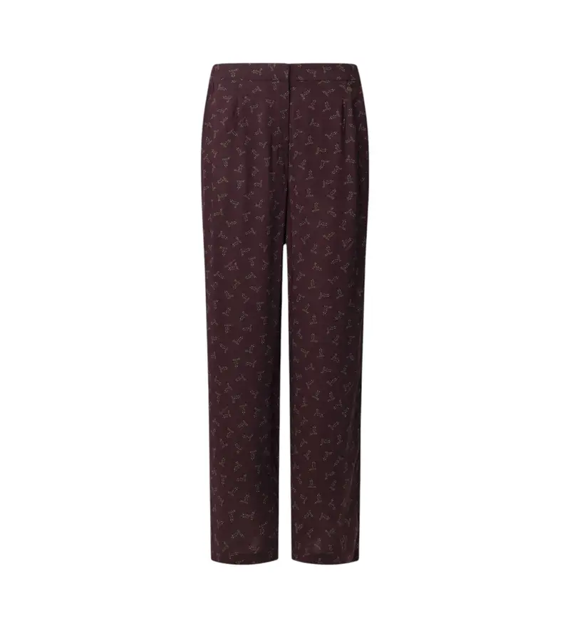 per donna PL211819 Pantalone dritto in tessuto fluido Brianda bordeaux (XS), Casual, Viscosa