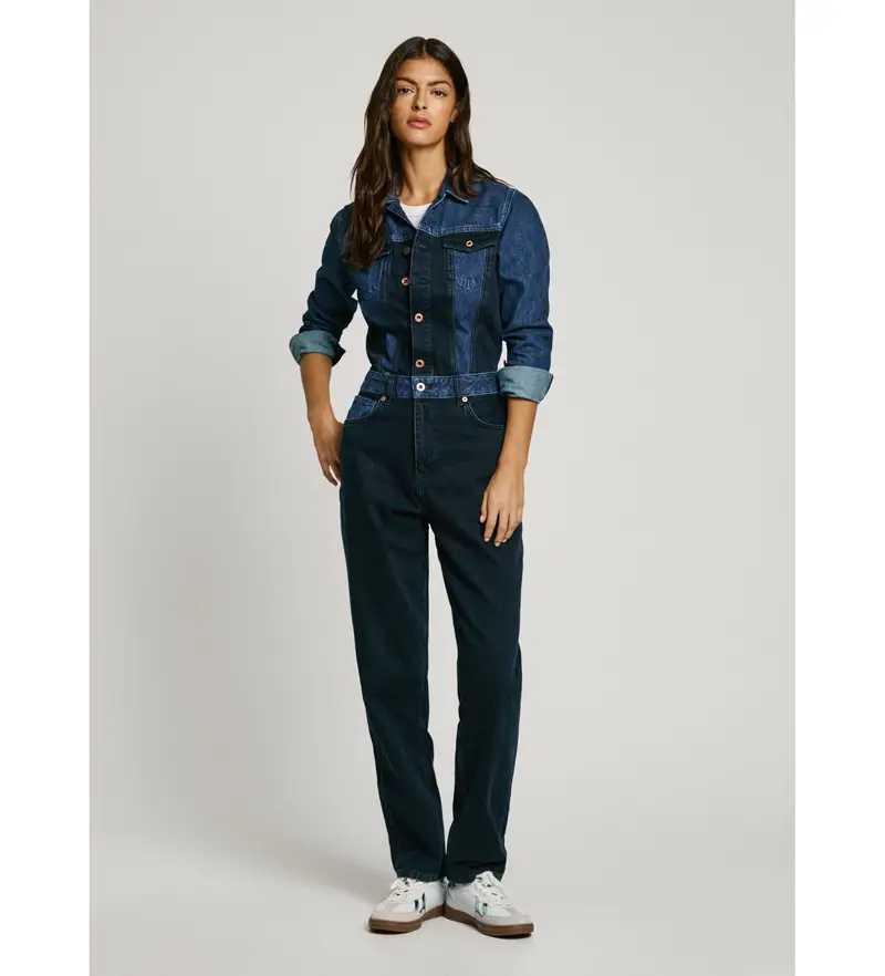 per donna PL230508 Tuta Valerie Blue (XS), Casual, Cotone, Manica lunga, Sostenibile Nero