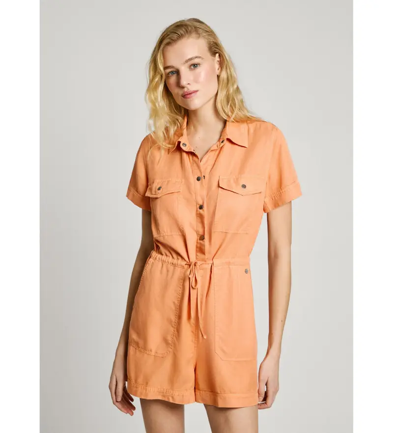 per donna PL230511 Tuta arancione Edmee (XS), Casual, Manica corta, Lyocell