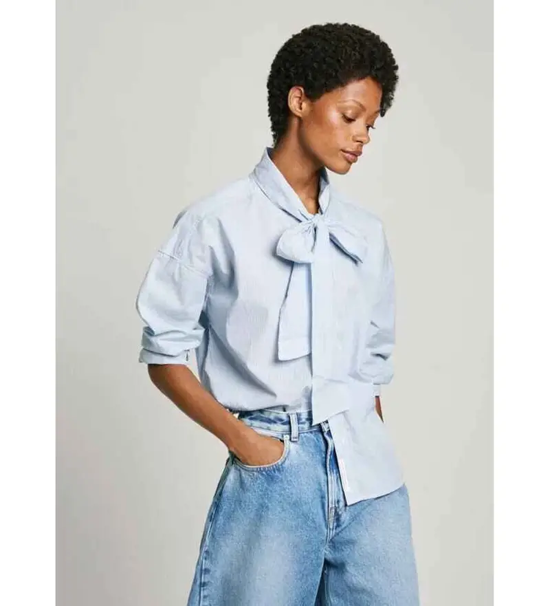 per donna PL304927 Blusa blu Karysha (S), Casual, Cotone, Manica lunga