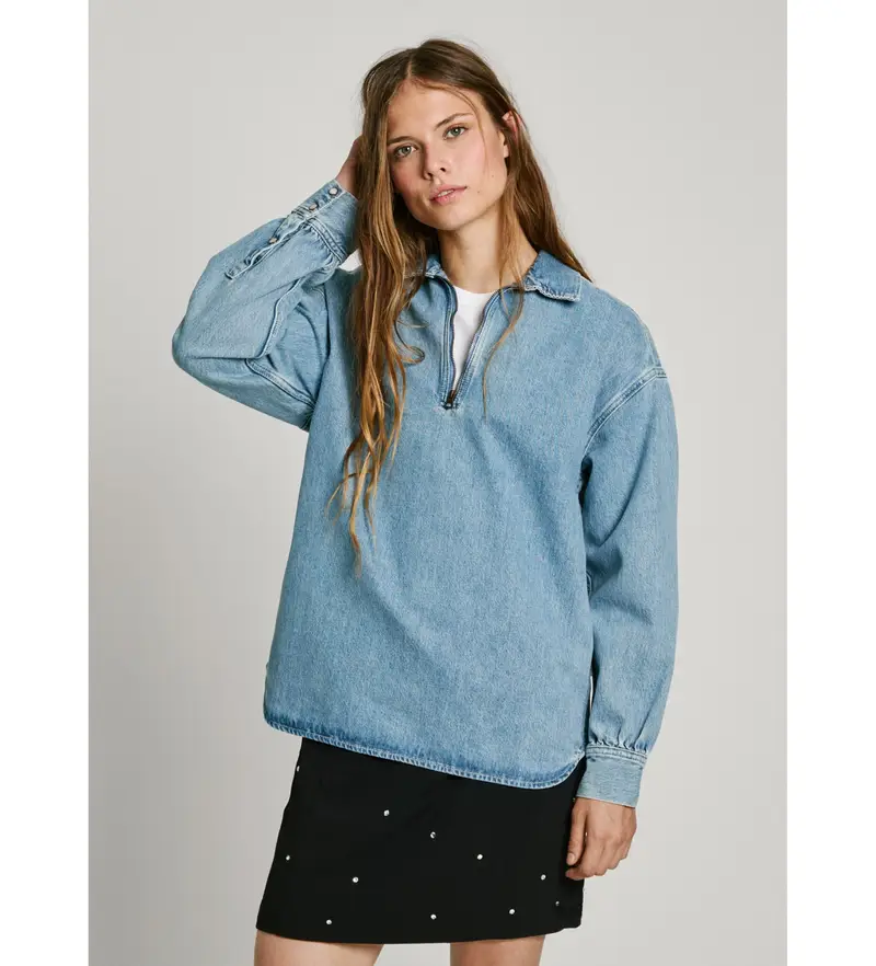 per donna PL304985 Camicia blu Nova (S), Casual, Cotone, Manica lunga