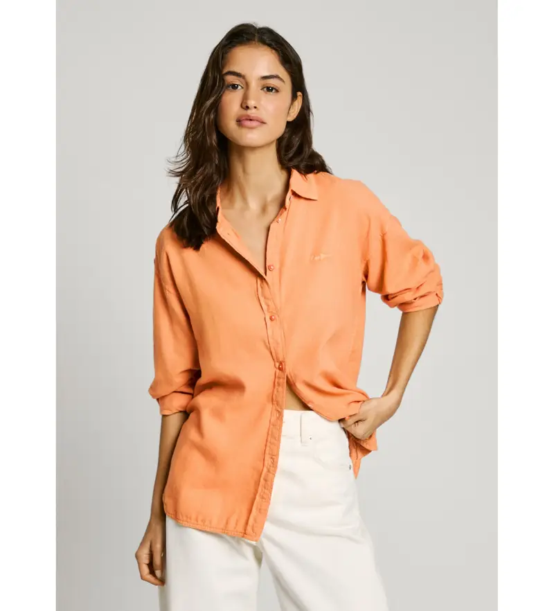 per donna PL304993 Maglietta arancione Chipper (XS), Casual, Lino, Manica lunga