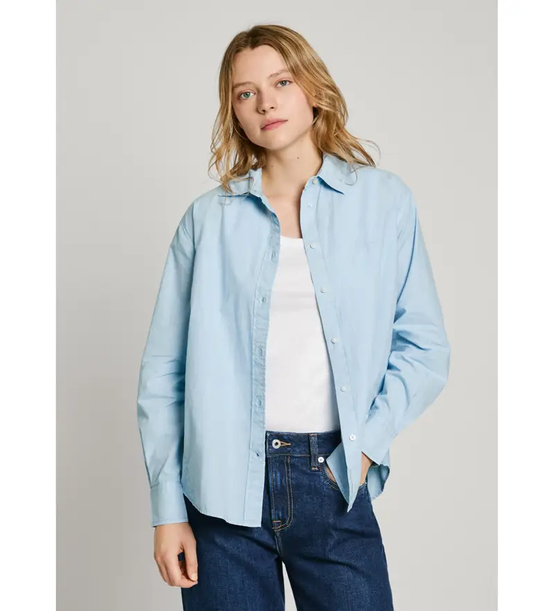 per donna PL305008 Camicia blu Bego (M), Casual, Cotone, Manica lunga