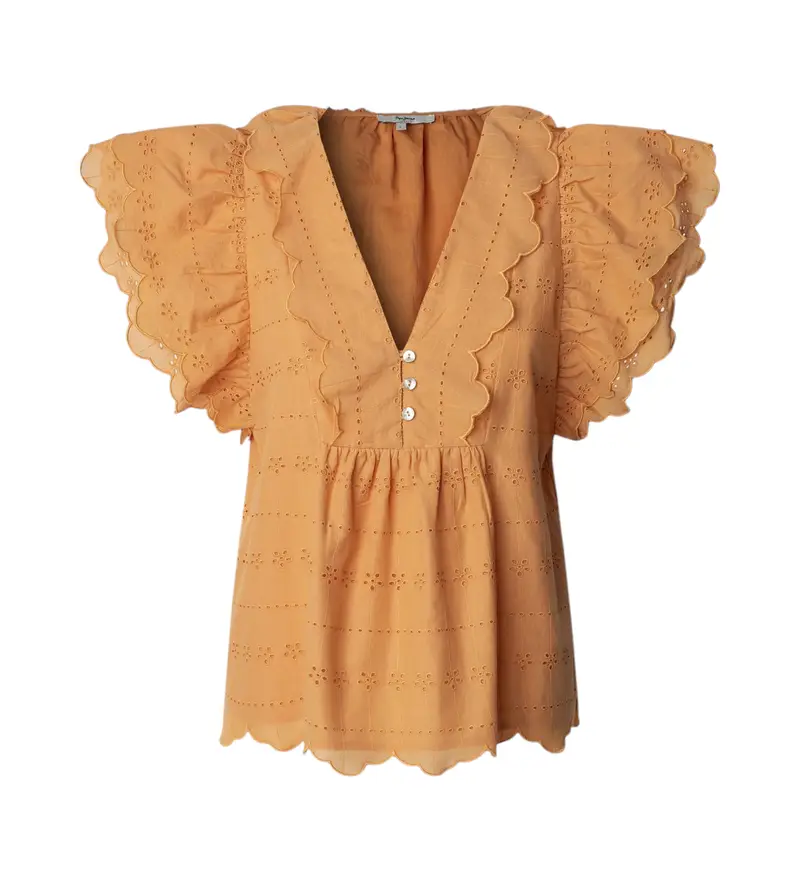 per donna PL305023 Camicetta arancione da donna (S), Casual, Cotone, Manica corta, Sostenibile