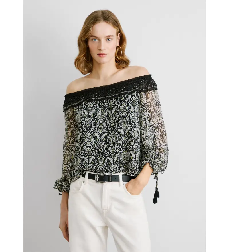 per donna PL305030 Didi camicetta nera (XS), Nero, Casual, Poliestere, Manica lunga