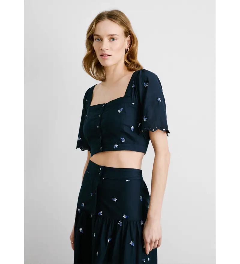 per donna PL305045 Energia marina di prima qualità (XS), Casual, Cotone, Manica corta, Navy