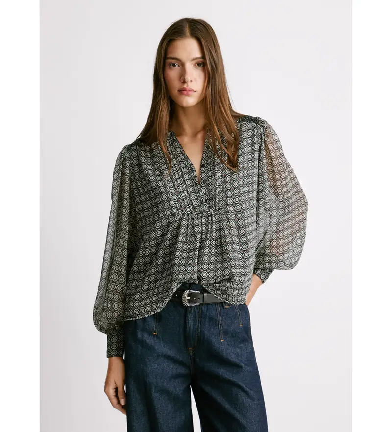 per donna. PL3051251 Bella camicetta nera (L), Nero, Casual, Poliestere, Manica lunga