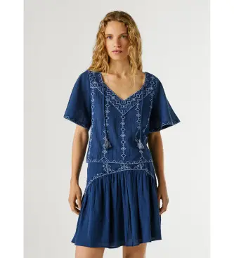 per donna PL3051413 Camicetta Blue Darling (XS), Casual, Cotone, Manica corta Blu