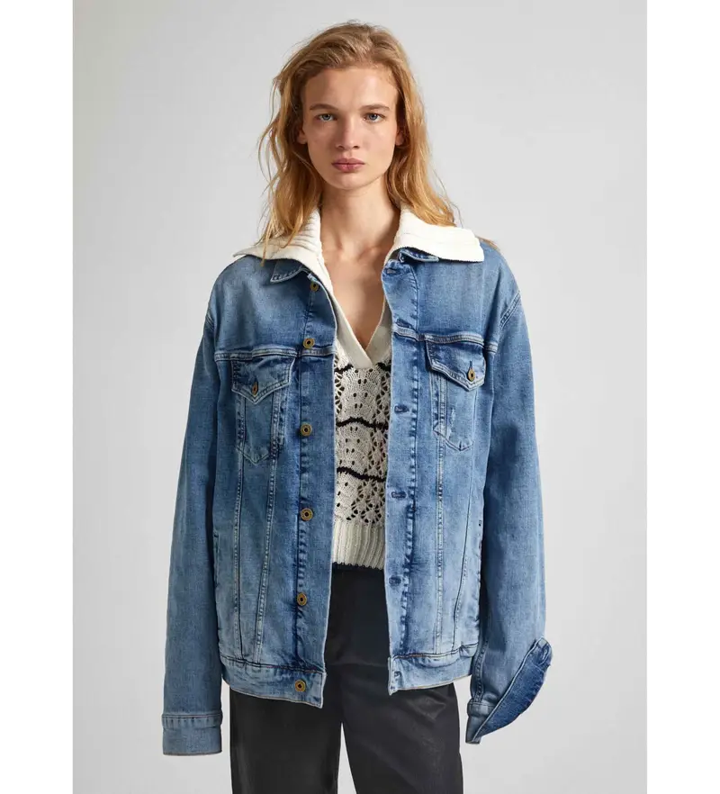 per donna PL402390RH8 Giacca Boyfriend Blu (S), Casual, Cotone, Denim, Sostenibile