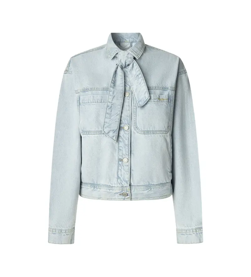 per donna PL4024330 Giacca con sciarpa blu (M), Casual, Cotone, Denim Azzurro